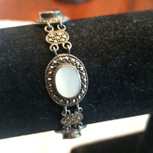 Sterling Silver 925 White and Black Onyx Bracelet